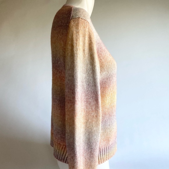 J. Crew Pink Beige Yellow Crew Neck Long Sleeve Pullover size M - Picture 7 of 14